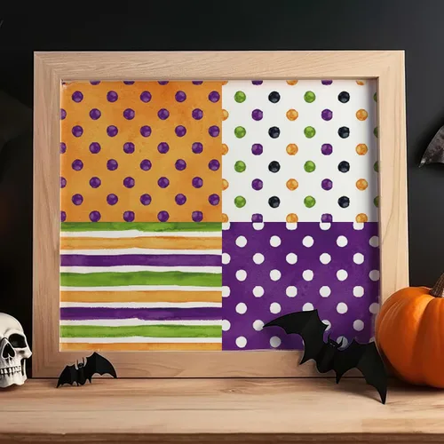 Vista 7 de Papel para álbum de recortes de Halloween, 24 hojas de 6 x 6 pulgadas, diseño de calabaza, araña, fantasma, murciélago, papel para hacer tarjetas