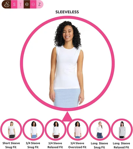 Vista 5 de ESTEEZ Camiseta sin mangas ajustada sin mangas para mujer - Mezcla de algodón elástico, esencial en capas