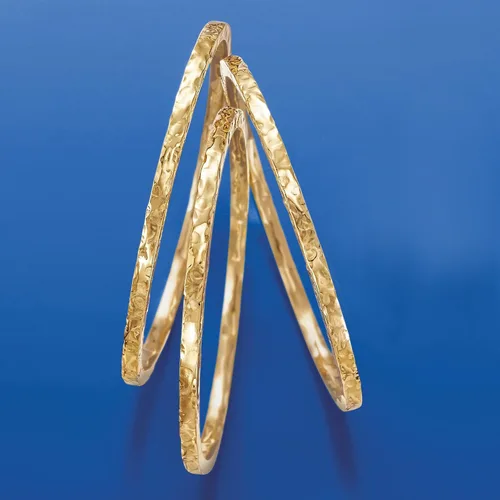 Vista 4 de Ross-Simons Italian 24kt Gold Over Sterling Silver Jewelry Set 3 Hammered Bangle Bracelets