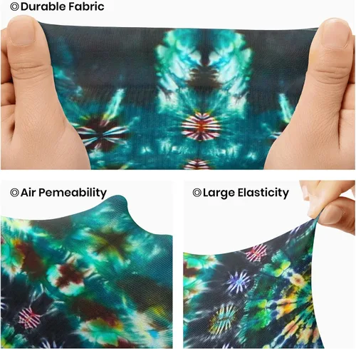 Vista 6 de Mangas de brazo deportivas Mandalas Tie Dye UV protección solar brazo de enfriamiento para jardinería granja mujeres y hombres, 1 par, Negro