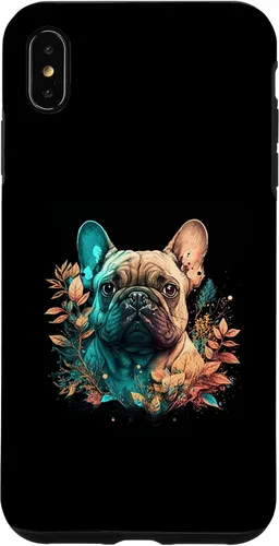 Vista 7 de iPhone 15 Bulldog francés Lindo perro hermoso flores niña Frenchie caso