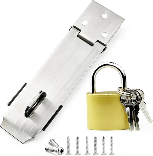 Vista 8 de Arlai Cerrojo de puerta de acero inoxidable de 4 pulgadas, seguridad de 90 grados, ángulo recto, cerrojo de bloqueo, cierre de puerta de seguridad 1