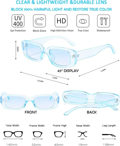 Vista 4 de Riñonera holográfica de los años 80 lentes de sol rectangulares retro para mujer muñequeras de punto neón para yoga correr senderismo viajes Azul