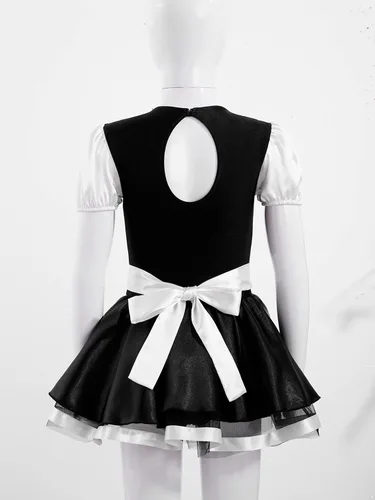Vista 7 de JEATHA Disfraz de sirvienta francesa de Halloween para niños vestido de uniforme de sirvienta trajes de cosplay elegantes