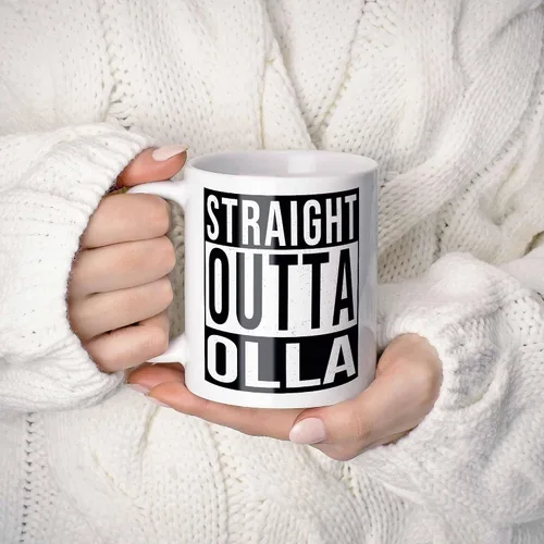 Vista 2 de Straight Outta Olla USA Souvenir Coffee Mug. Funny, I Love City Gift For Men Women Birthday Mothers Day Fathers Day Christmas. 11 Ounces.
