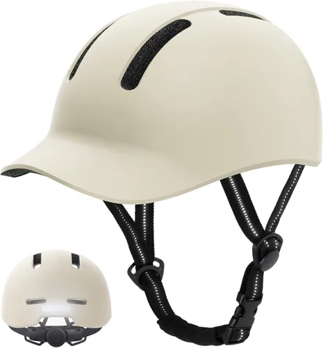 Vista 15 de Shinmax Casco de bicicleta – Casco de ciclismo ligero ajustable estilo gorra de béisbol con visera larga, tira reflectante, para viajes urbanos