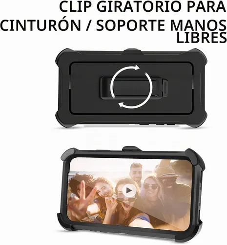 Vista 3 de AICase para iPhone 13/iPhone 14 con funda con clip para cinturón, protector de pantalla, funda protectora resistente de grado militar, protección