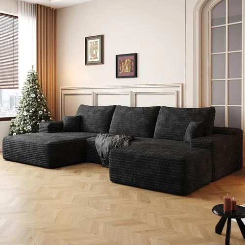 Vista 31 de AUGOP Sofá modular moderno de 96 pulgadas para sala de estar, sofá modular con sofás en forma de L, sofá tapizado sin hueso, asiento profundo, sofá