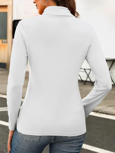 Vista 7 de KYLELOVE Camisetas térmicas de manga larga con cuello alto para mujer, básicas, ajustadas, para otoño e invierno