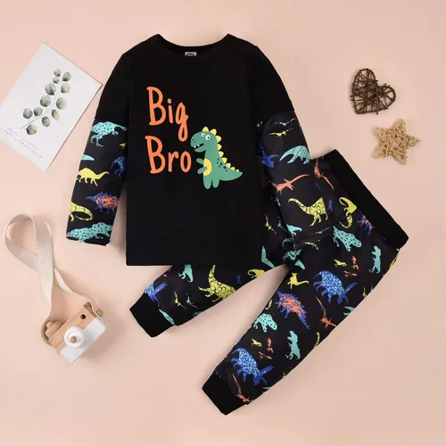 Vista 2 de Aalizzwell Conjunto de mameluco para bebé, conjunto de pantalones para niños pequeños, trajes a juego para hermanos