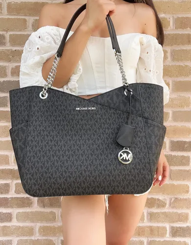 Vista 3 de Michael Kors - Bolso tote Jet Set Travel grande con cadena para el hombro Negro multi L