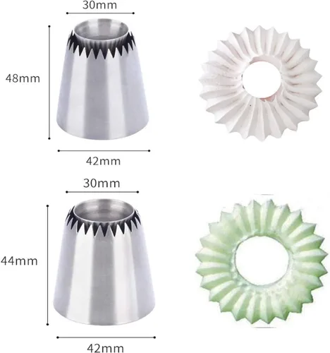 Vista 2 de RoseFlower Juego de 4 puntas de tubería grandes – Kit de boquillas grandes de acero inoxidable para pastelería, cupcakes, pasteles, galletas