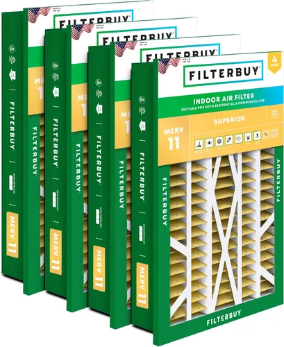 Vista 14 de Filterbuy Filtro de aire MERV 11 de 10 x 17 x 2 pulgadas Defensa Superior contra Mascotas y Alergias (paquete de 4), filtros exteriores plisados