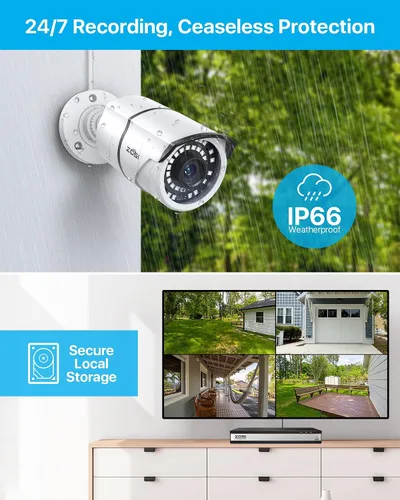 Vista 7 de ZOSI Sistema de cámara de seguridad para el hogar PoE de 16 canales 4K, H.265+ 8MP 16 canales CCTV NVR con disco duro de 4 TB para grabación 24-7, 8