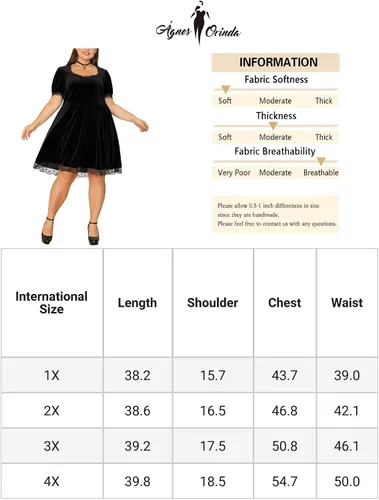 Vista 6 de Agnes Orinda Vestido de talla grande para mujer, con ribete de encaje de terciopelo, acampanado, manga corta, elegante, vestido de fiesta de cóctel