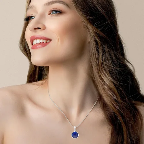 Vista 32 de 925 Sterling Silver Gemstone Necklace Women - Gemstone Pendant Necklace Silver- Birthstone Necklace - Silver Jewelry for Women- Minimalist Jewelry