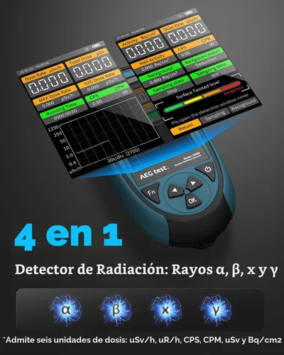 Vista 4 de Contador Geiger Radar-9989 con sensor USA LND7311, detector de radiación nuclear de alta precisión para detección de rayos X alfa-beta-gamma