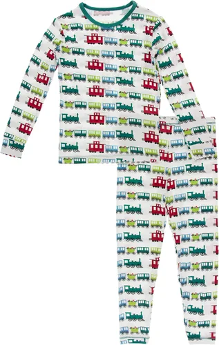 Vista 120 de KicKee Pants Conjunto de pijama de manga larga con estampado de piezas