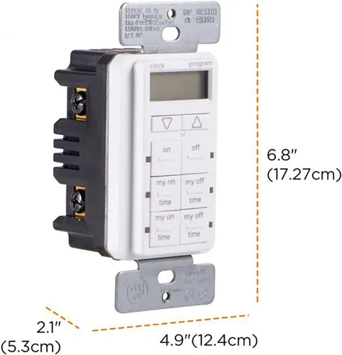 Vista 3 de myTouchSmart Temporizador digital de pared, 4 botones programables de encendido/apagado, 2 botones de encendido/apagado fáciles, ciclos diarios