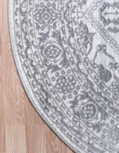 Vista 9 de Unique Loom Boston Collection - Alfombra de área con medallón (3 pies 3 pulgadas, redonda, blanco/gris)