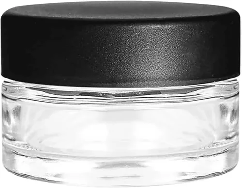 Vista 11 de Human Objects Tarros de vidrio ámbar de 2 onzas con tapas negras resistentes a los niños, 0.12 oz, 200 unidades, recipientes herméticos recargables