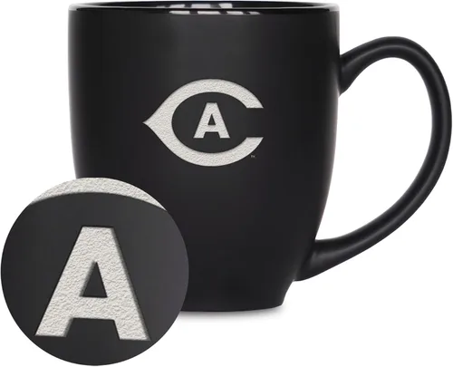Vista 198 de Rico Industries - Taza de cerámica mate negra con grabado láser estándar de 15oz para NCAA (escuelas T & U) - Para bebidas calientes o frías
