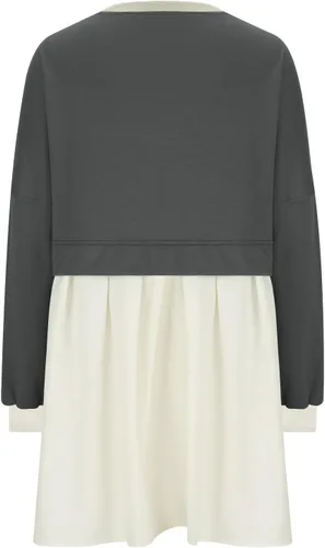 Vista 4 de Sudadera de gran tamaño para mujer, cuello redondo, minivestido de manga larga, sin botones, ajuste relajado, sudaderas de moda