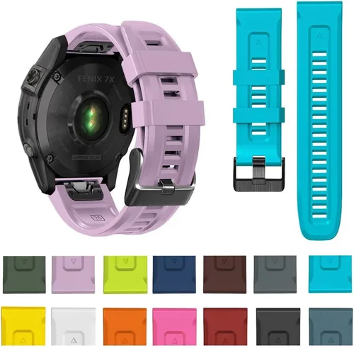 Vista 7 de REYDA Correa de silicona compatible con Garmin Fenix 7X/7X Pro/6X/6X Pro/5X/5X Plus/3/3 HR, 1.024 in, ajuste rápido, pulsera de silicona suave