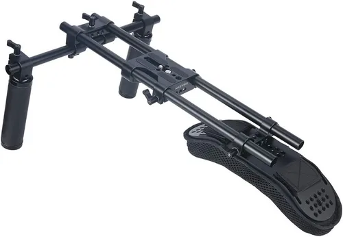 Vista 7 de NICEYRIG Sistema de soporte de almohadilla de hombro de 0.591 in para videocámara de cine de cámara DSLR, soporte de hombro con placa base, varilla