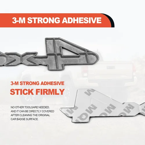 Vista 3 de Emblema universal con logotipo 3D 4X4, cobertura completa, adhesivo 3/M compatible con 4Run Tac Tun SUV Truck Pickup Model - Insignia ABS elevada