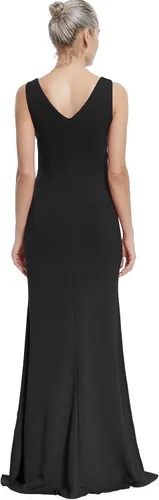 Vista 2 de Lsisi Vestido largo formal de noche para mujer, con cuello en V, sin mangas, con abertura alta
