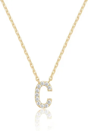 Vista 34 de PAVOI 14K White Gold Plated Cubic Zirconia Initial Necklace Letter Dainty Necklaces for Women