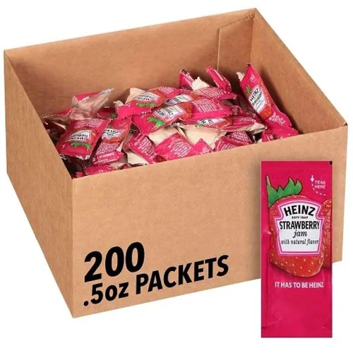 Vista 3 de Mermelada de fresa, bolsa para apretar, 0.5 onzas, 200 cajas