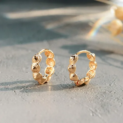 Vista 5 de VACRONA - Aretes tipo arracada de aro para mujer, chapados en oro de 14 quilates, diseño de Huggie