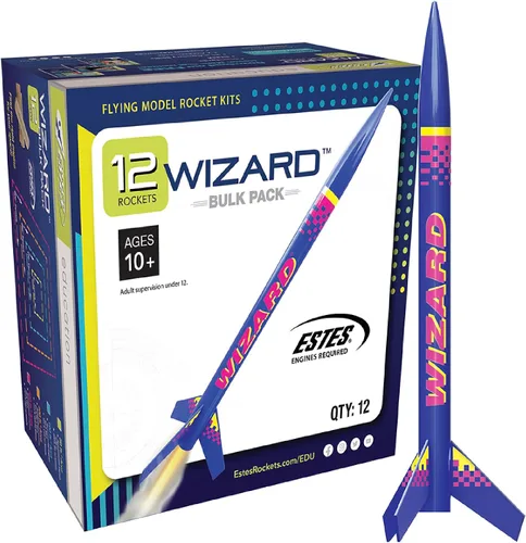 Vista 9 de Estes Wizard Cohete Modelo Volador Paquete a Granel (Paquete de 12) Guía de Alineación de Aletas