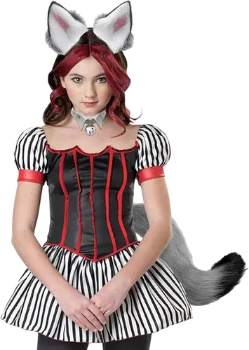 Vista 5 de Conjunto de cola y guantes de orejas de lobo, disfraz de orejas de lobo con clip de cola de foox, disfraz de lobo, disfraz de lobo, disfraz
