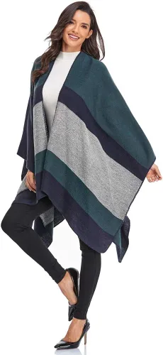 Vista 5 de Immerguter Capa tipo poncho tipo chal para mujer para otoño e invierno