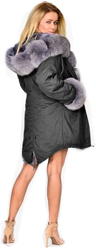 Vista 3 de Roiii Abrigos de invierno cálidos de camuflaje con capucha para mujer, chaqueta de piel sintética