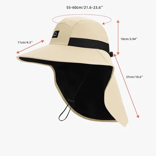 Vista 6 de Rosoz Sombrero de sol al aire libre para hombres y mujeres, UPF 50+sombrero beige (1pack-beige)