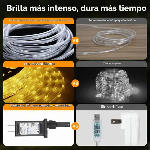 Vista 6 de Luces de cuerda LED de 360 pies para exteriores con control remoto