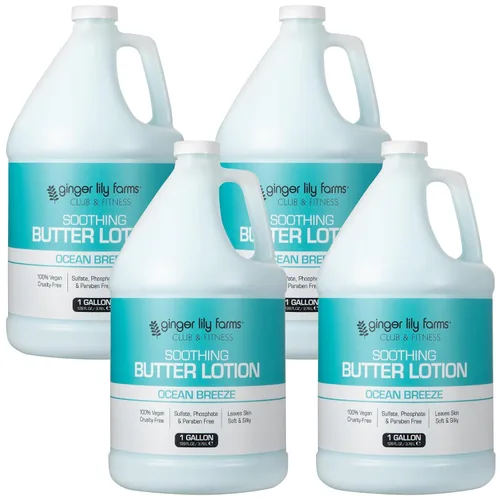 Vista 13 de Ginger Lily Farms Club & Fitness Loción de mantequilla calmante para piel seca, 100% vegana y libre de crueldad, aroma a aloe vera, repuesto de 1
