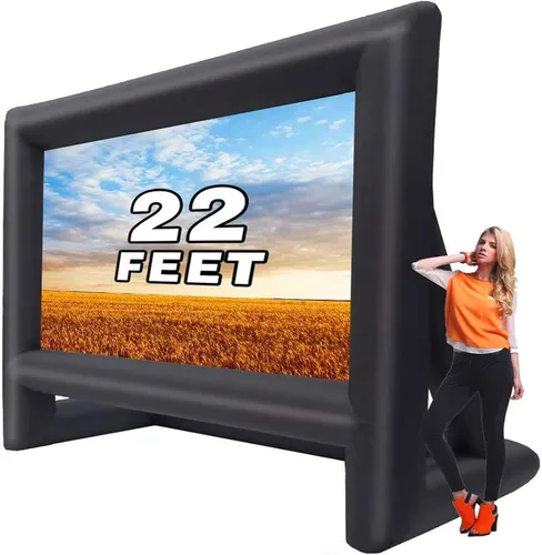 Vista 8 de GYUEM - Pantalla inflable de 5,5 m para proyector de películas al aire libre; el paquete incluye cuerdas, inflador y estacas de tienda de campaña