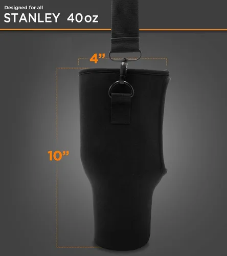 Vista 8 de Bolsa bandolera ajustable para vaso Stanley de 40 onzas con asa, funda protectora de repuesto con correa para el hombro, accesorios de copa