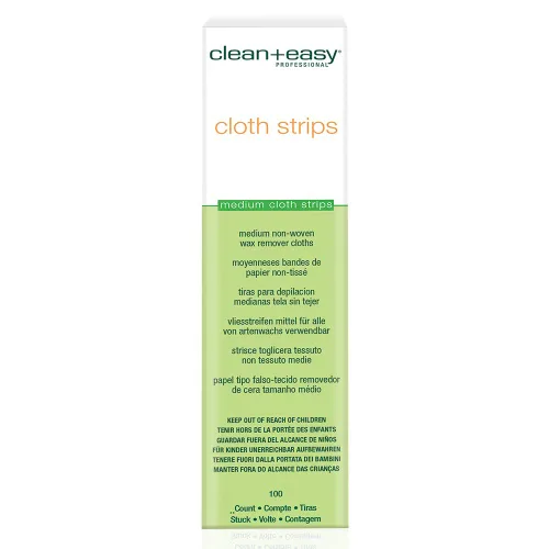 Vista 6 de Clean + Easy Rollo de tiras de cera de tela extra grandes, rollo de depilación no tejido para depilación, tiras de cera de muselina para cuerpo