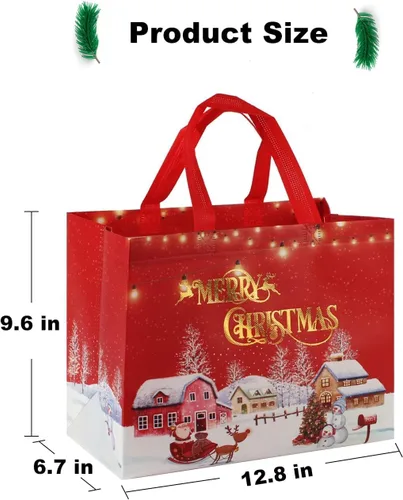 Vista 2 de Venforze 36 bolsas reutilizables de Navidad, bolsas de regalo no tejidas, 12.8 x 9.8 x 6.7 pulgadas