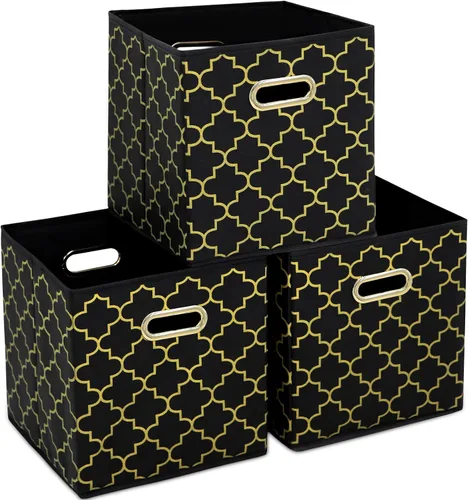Vista 59 de Yunkeeeper - Contenedores de almacenamiento, cubos organizadores de tela con asa, cubos plegables para almacenamiento de tela o accesorios, 11 x 11