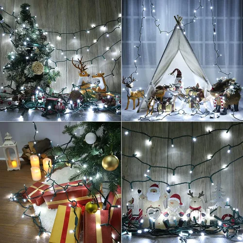 Vista 7 de Brizled Luces de Navidad blancas frías, 33 pies, 100 luces LED para árbol de Navidad, 0.197 in de gran angular, luz de Navidad conectable de 120 V