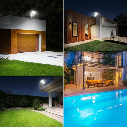 Vista 7 de Farolas solares impermeables para exteriores, sensor de movimiento de 6500 K del atardecer al amanecer con control remoto, luz LED de seguridad