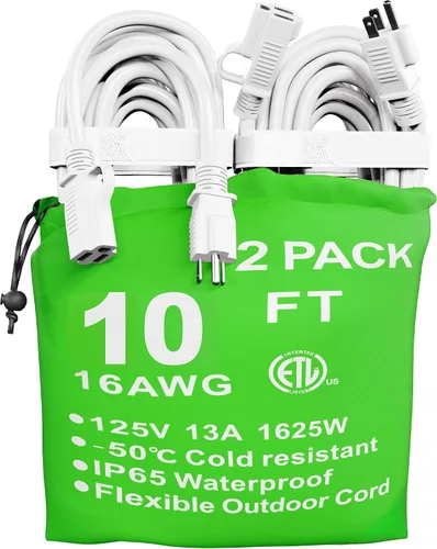 Vista 16 de HUANCHAIN Cable de extensión de 3 pies, calibre 16, negro, para interiores y exteriores, resistente al agua, flexible para clima frío, 3 puntas