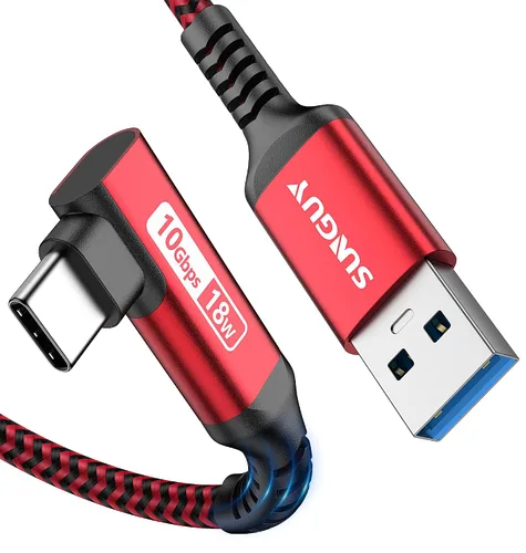 Vista 10 de Cable CarPlay 0.24 m, Cable de Transferencia de Datos de Alta Velocidad USB A a C 3.1 Gen 2 de 10 Gbps Ángulo Recto, Compatible con Android Auto